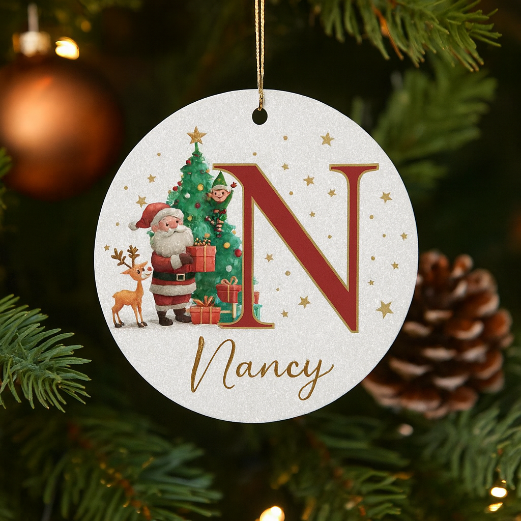 Weihnachtsornamente Personalisiert Papier Initialen Rund