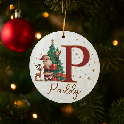 Weihnachtsornamente Personalisiert Papier Initialen Rund