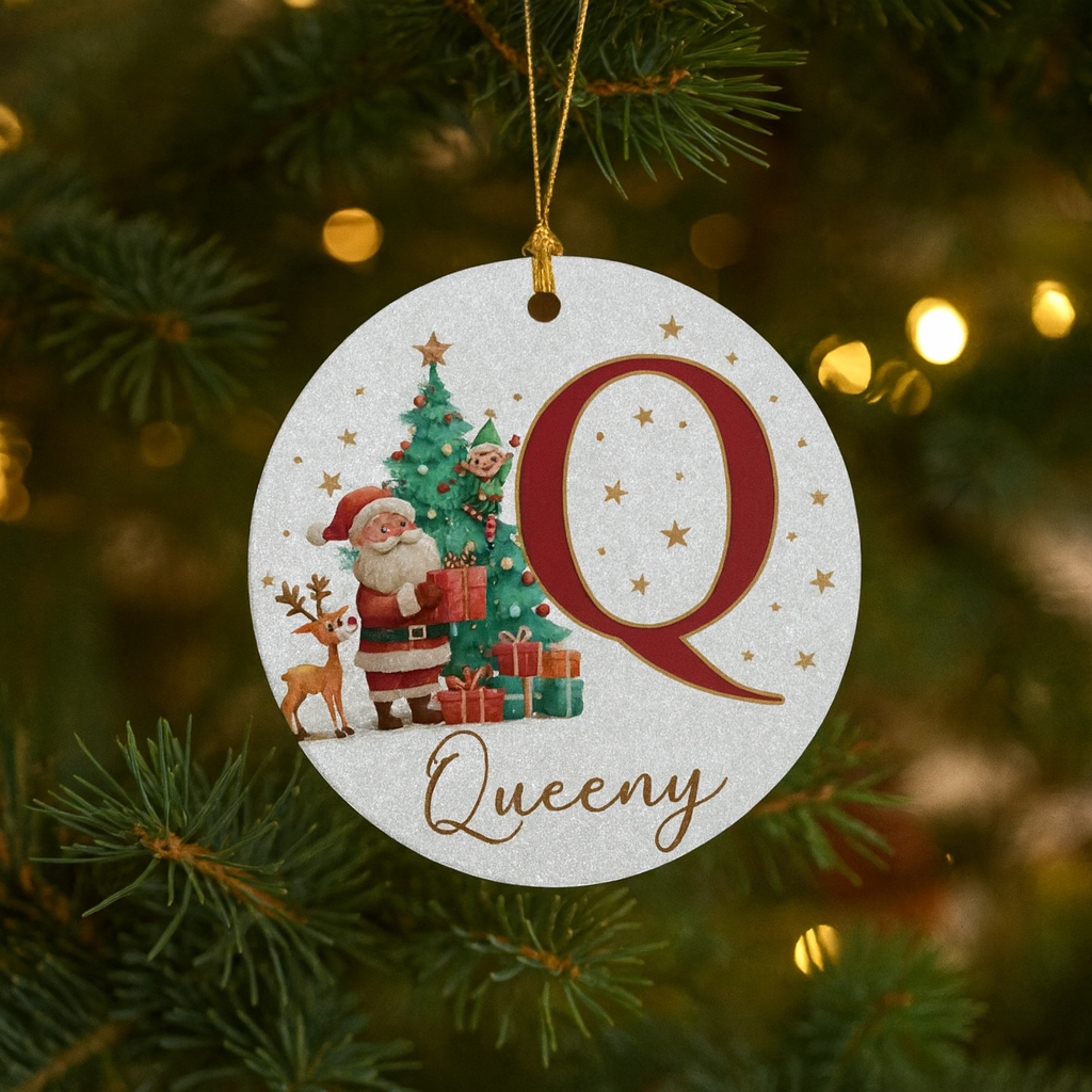 Weihnachtsornamente Personalisiert Papier Initialen Rund