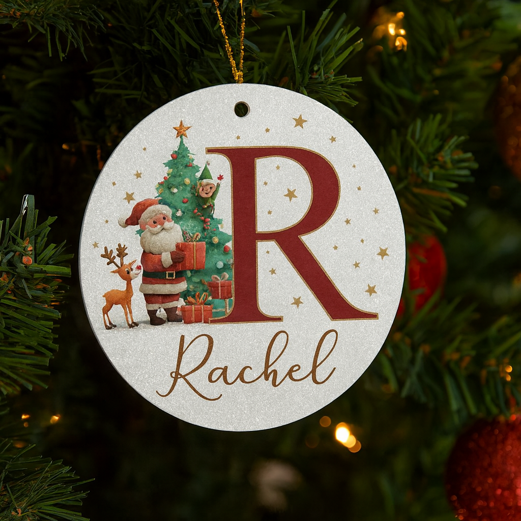 Weihnachtsornamente Personalisiert Papier Initialen Rund