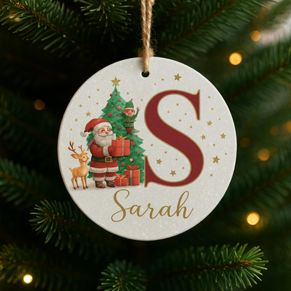 Weihnachtsornamente Personalisiert Papier Initialen Rund