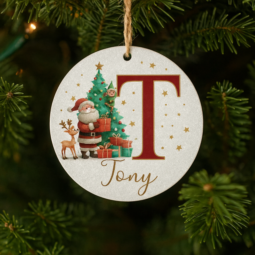 Weihnachtsornamente Personalisiert Papier Initialen Rund