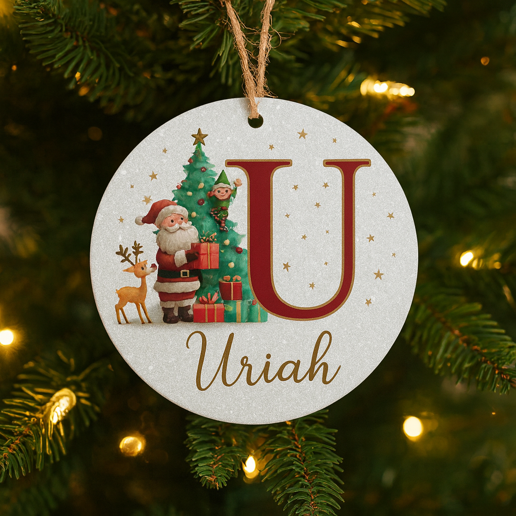 Weihnachtsornamente Personalisiert Papier Initialen Rund