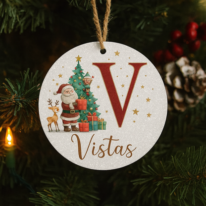 Weihnachtsornamente Personalisiert Papier Initialen Rund