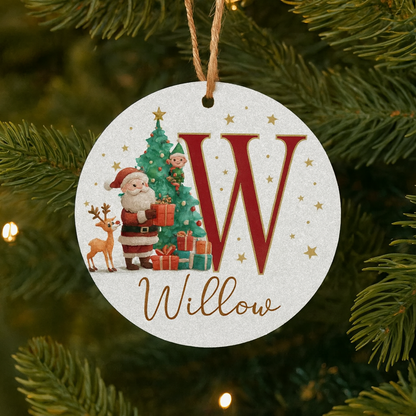 Weihnachtsornamente Personalisiert Papier Initialen Rund