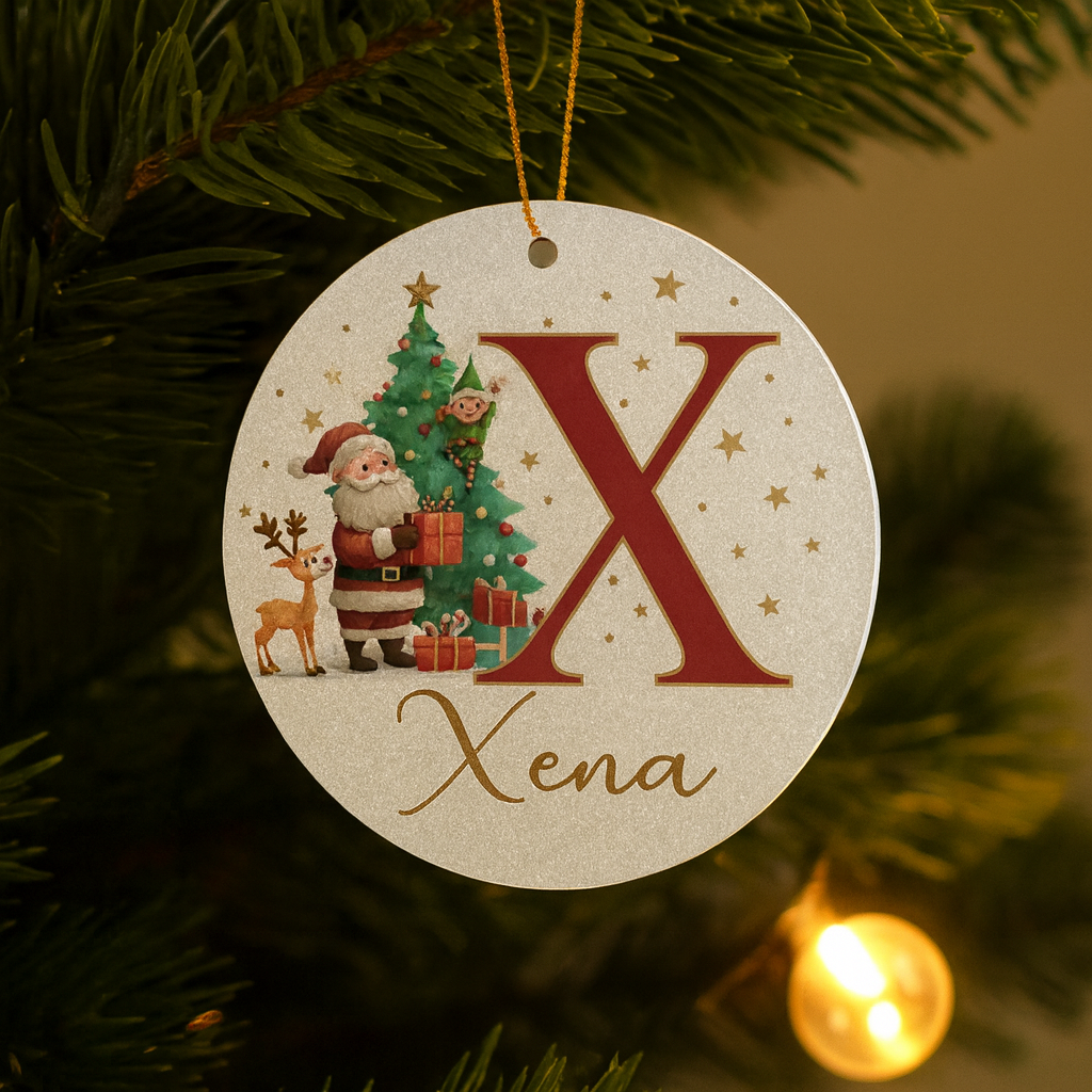 Weihnachtsornamente Personalisiert Papier Initialen Rund