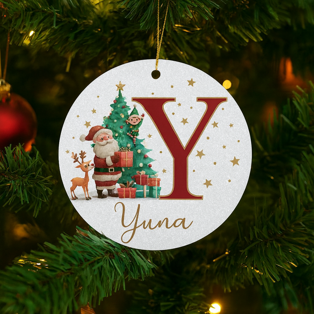 Weihnachtsornamente Personalisiert Papier Initialen Rund