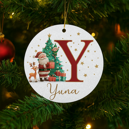 Weihnachtsornamente Personalisiert Papier Initialen Rund