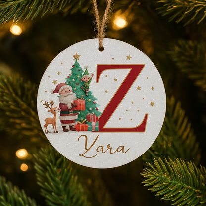 Weihnachtsornamente Personalisiert Papier Initialen Rund