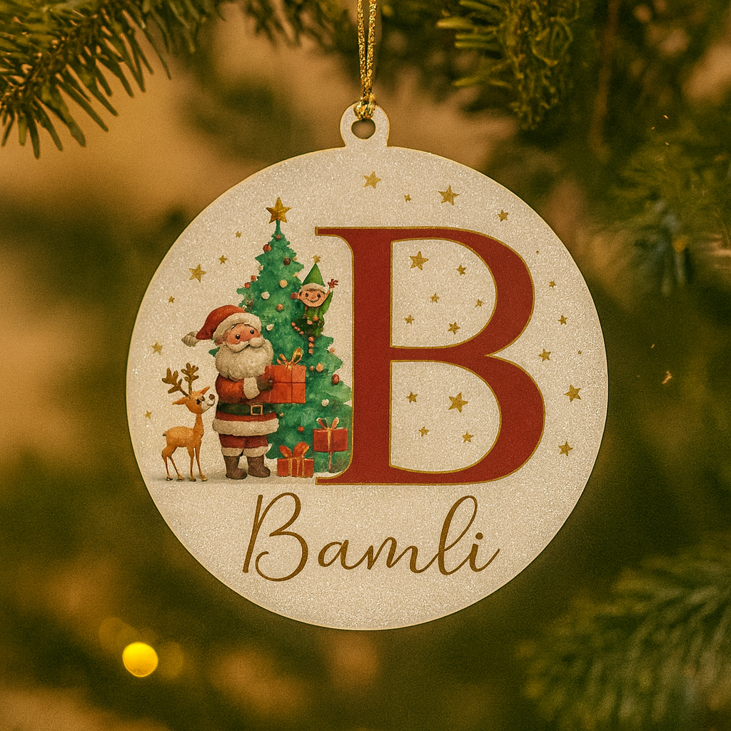 Weihnachtsornamente Personalisiert Papier Initialen Rund