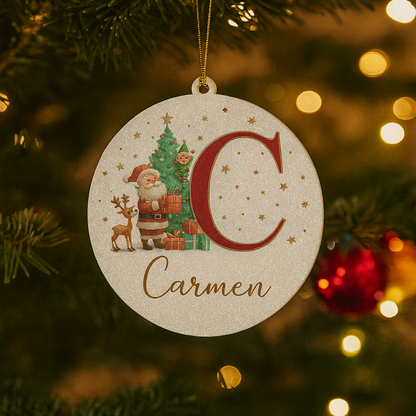 Weihnachtsornamente Personalisiert Papier Initialen Rund