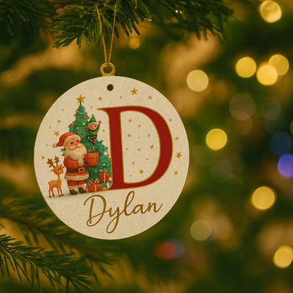 Weihnachtsornamente Personalisiert Papier Initialen Rund