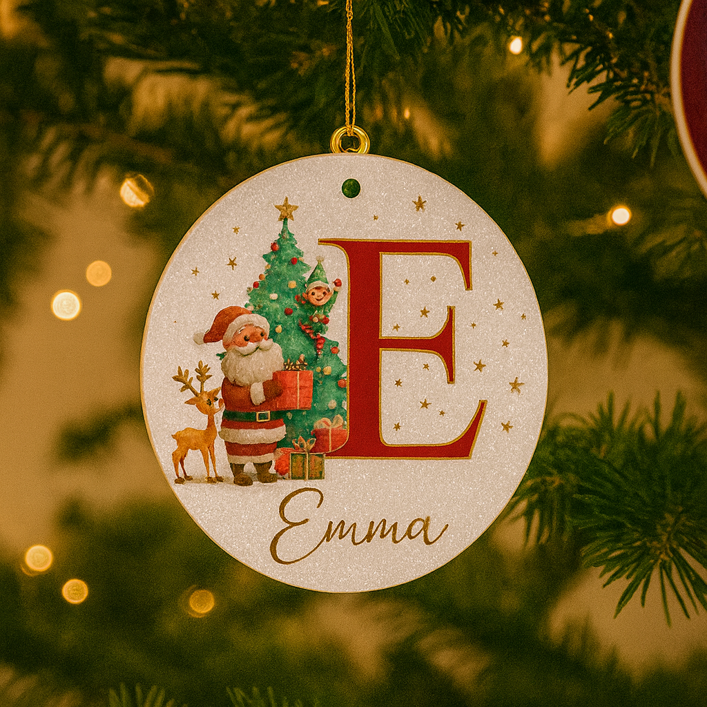 Weihnachtsornamente Personalisiert Papier Initialen Rund