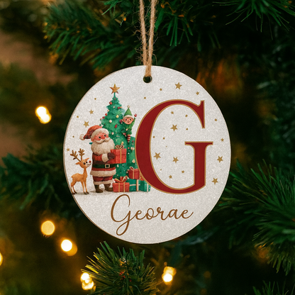 Weihnachtsornamente Personalisiert Papier Initialen Rund