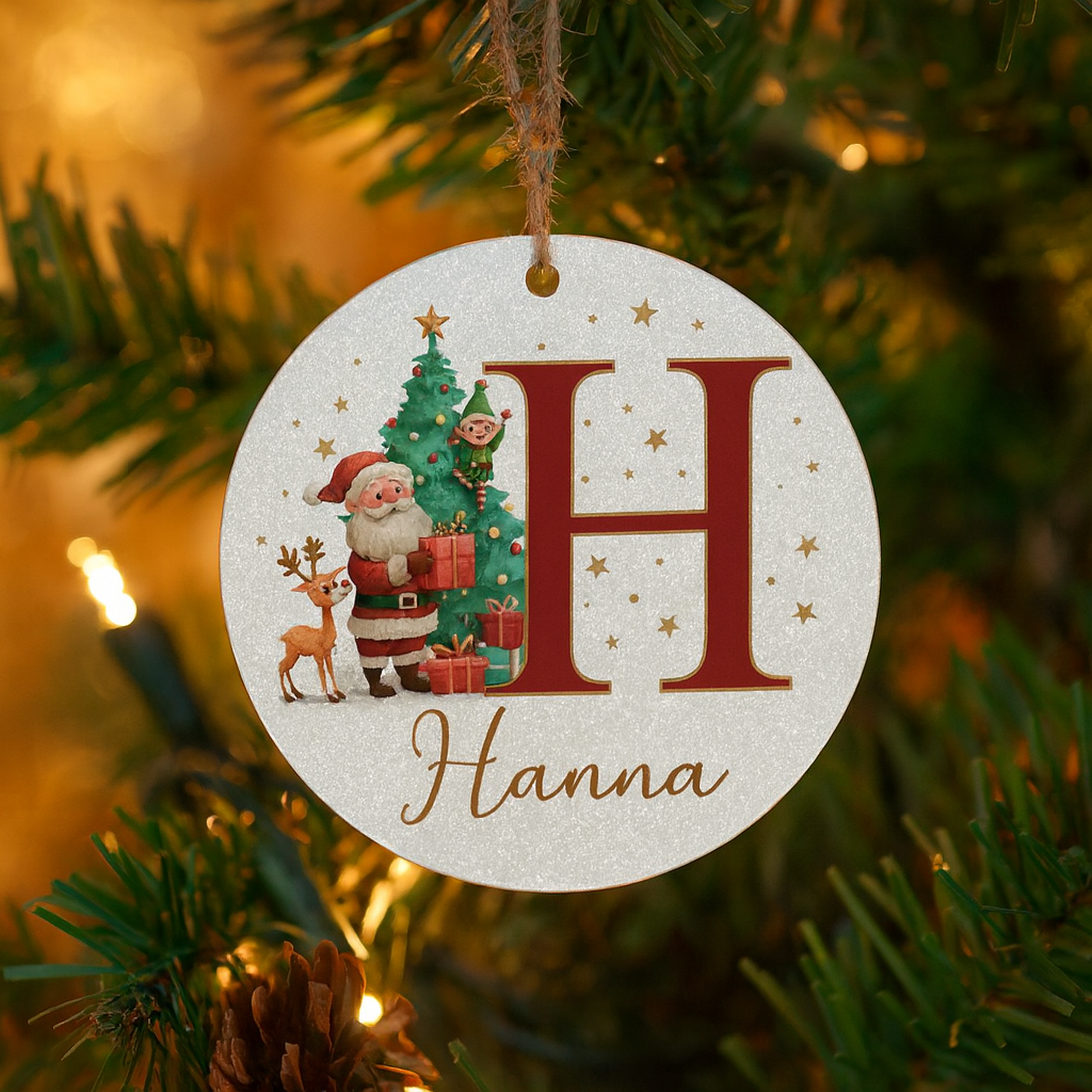 Weihnachtsornamente Personalisiert Papier Initialen Rund