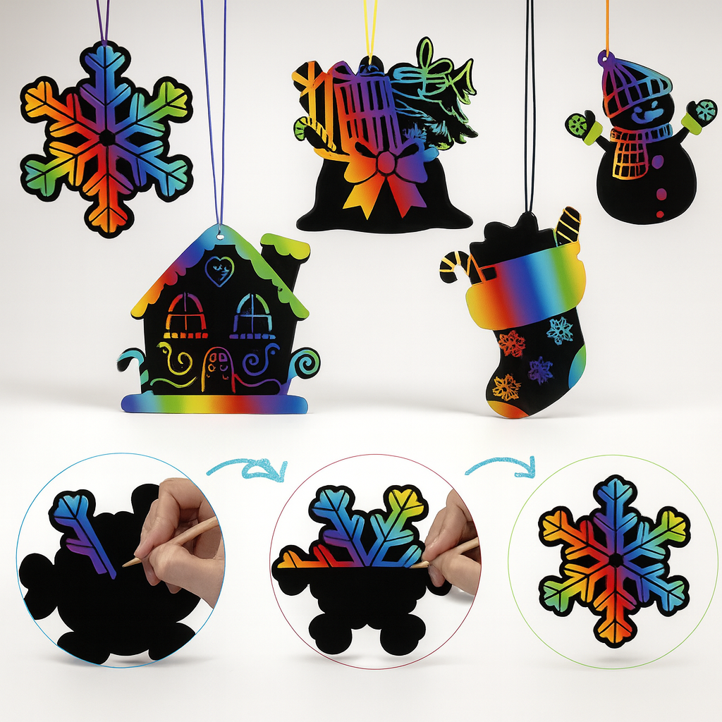 Weihnachtsspielzeug Kinder Bastelset Kratzbilder Weihnachtsdeko