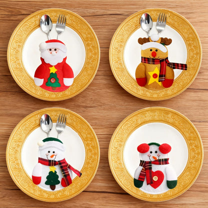 Weihnachtstischdeko Besteckhalter Stoff Weihnachtsfiguren 12er Set