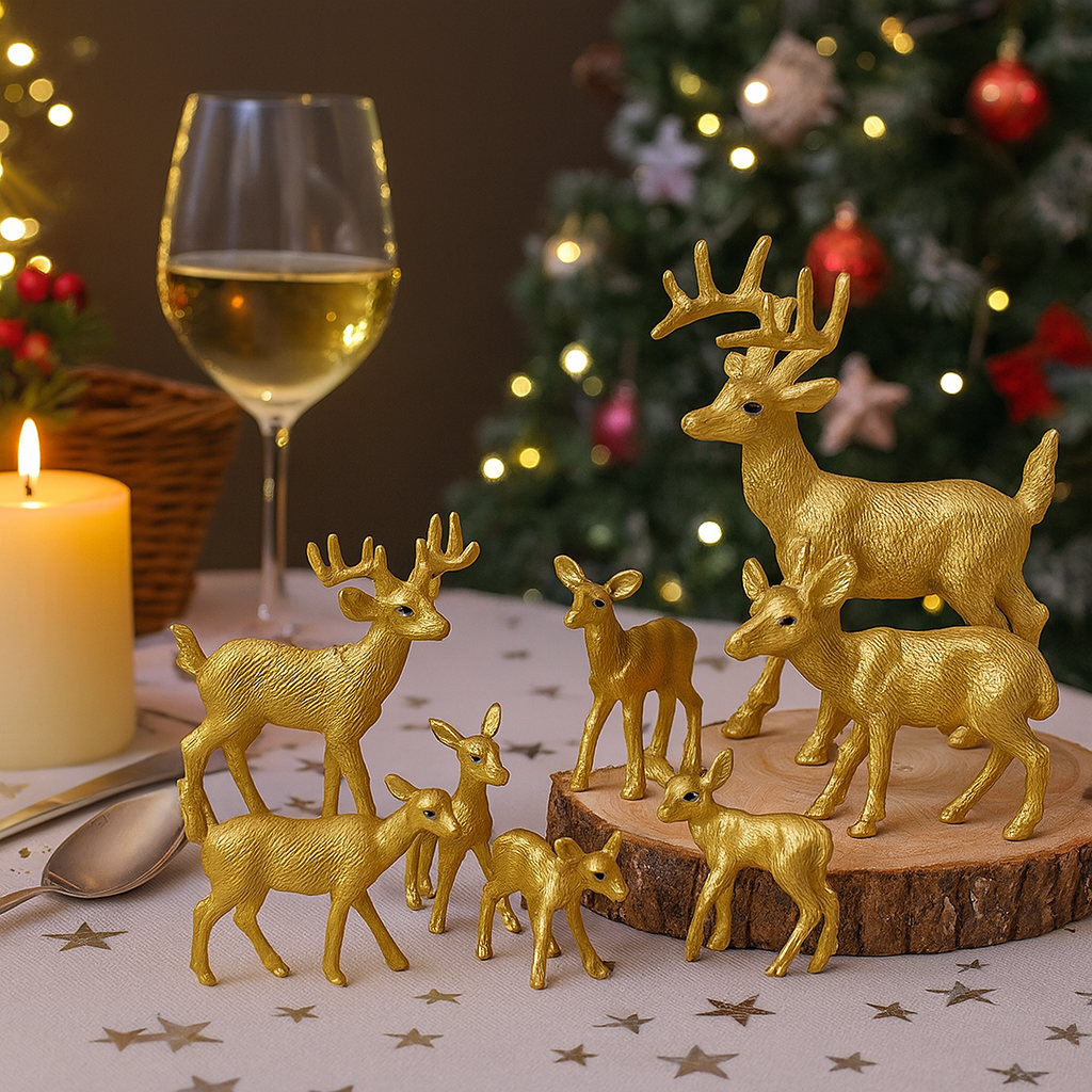 Weihnachtstischdeko PVC Santa Rentier Figuren Set