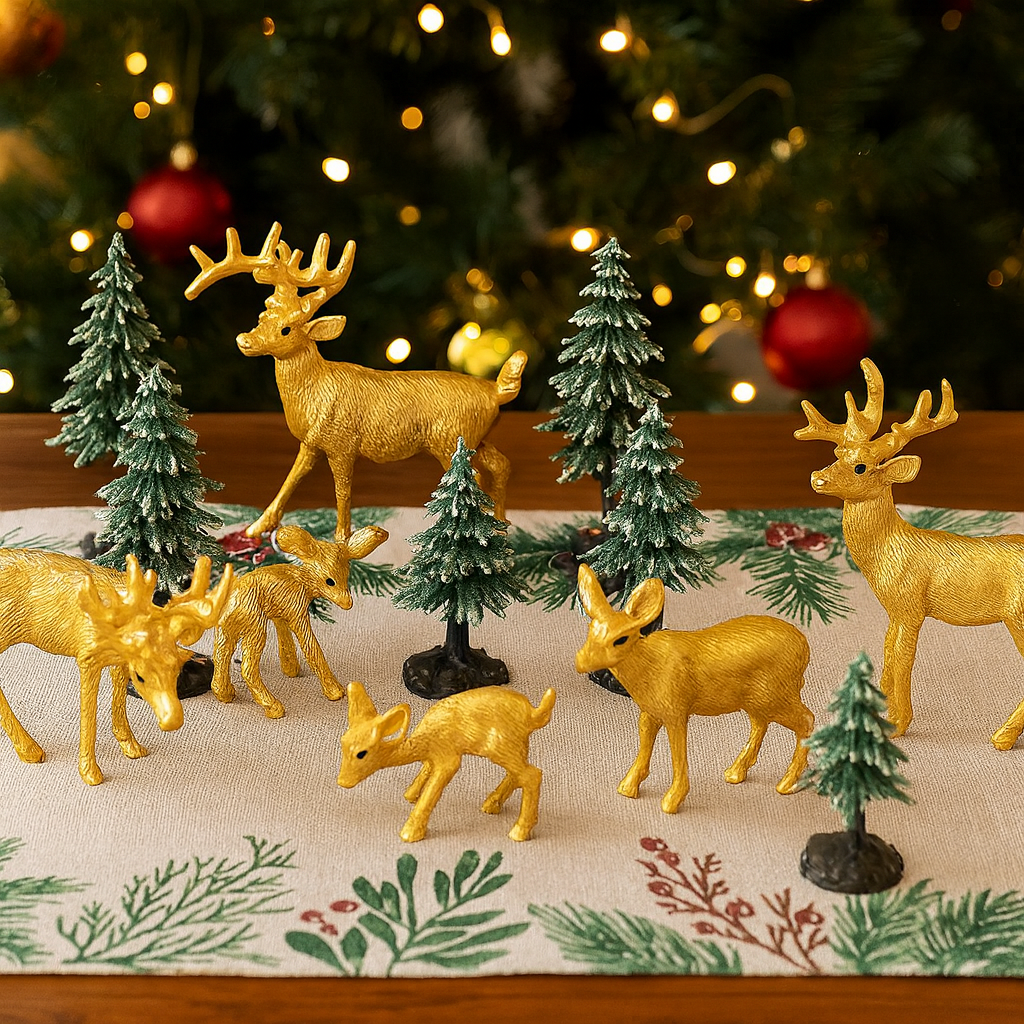 Weihnachtstischdeko PVC Santa Rentier Figuren Set