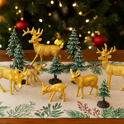 Weihnachtstischdeko PVC Santa Rentier Figuren Set