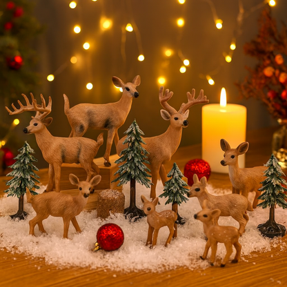 Weihnachtstischdeko PVC Santa Rentier Figuren Set