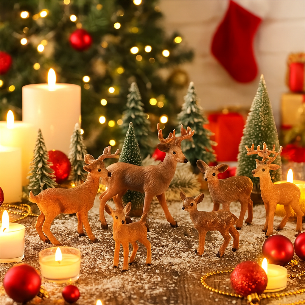 Weihnachtstischdeko PVC Santa Rentier Figuren Set