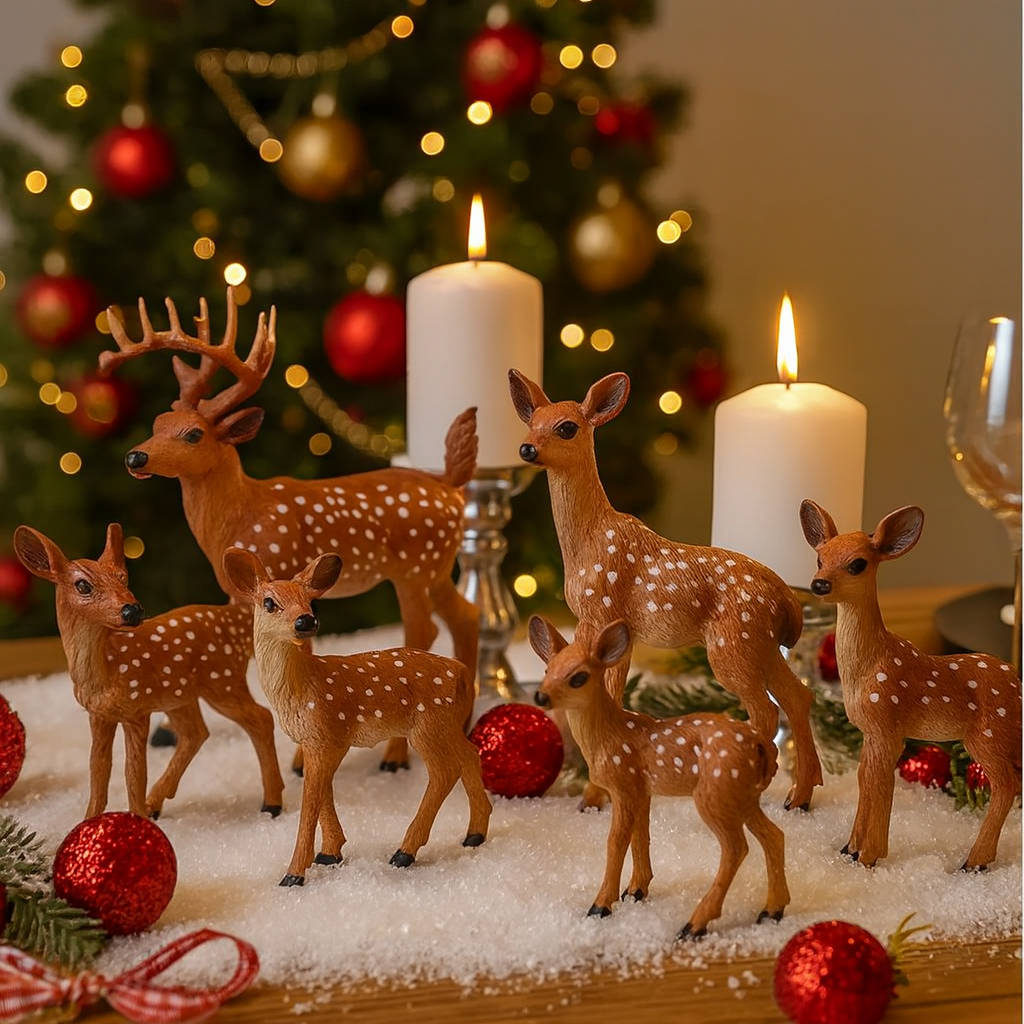 Weihnachtstischdeko PVC Santa Rentier Figuren Set