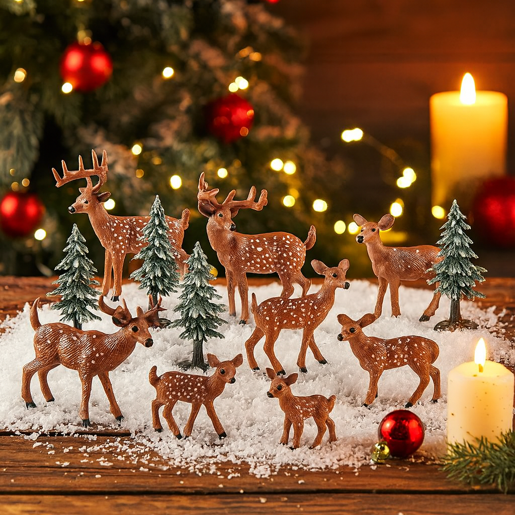 Weihnachtstischdeko PVC Santa Rentier Figuren Set