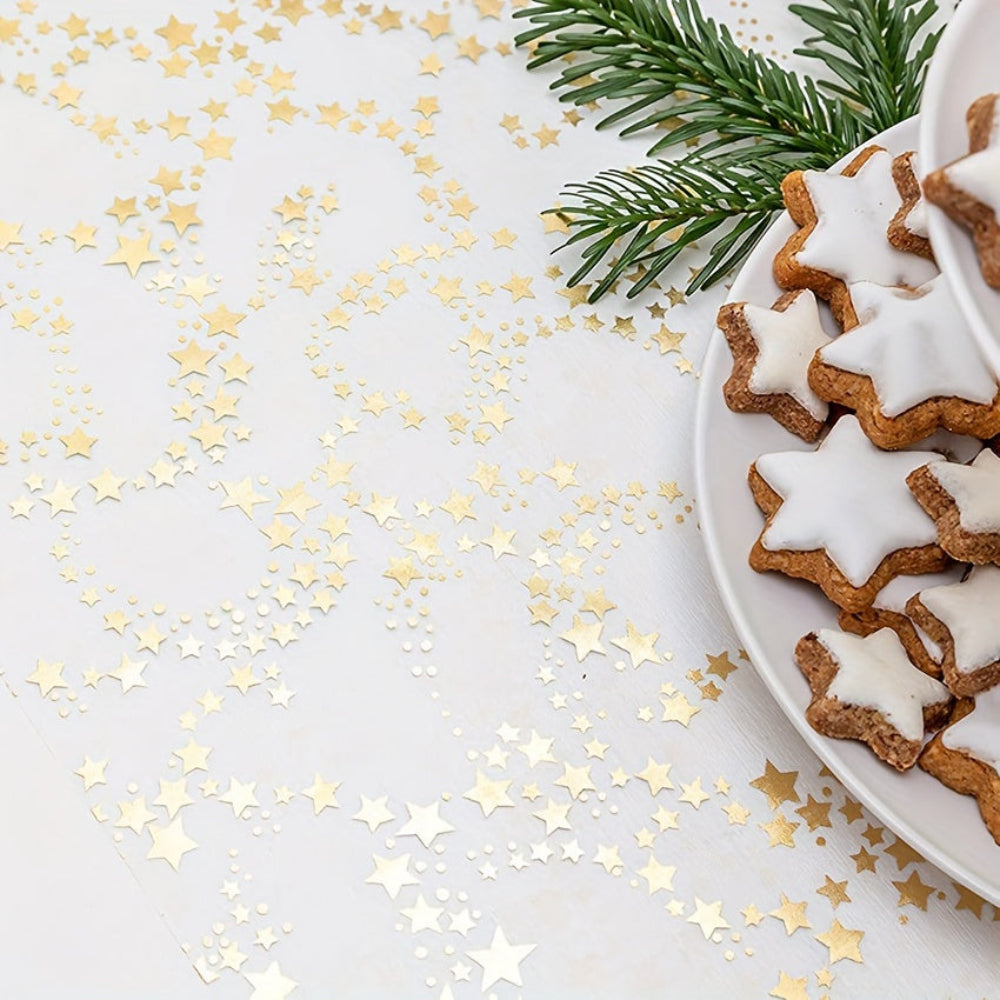 Weihnachtstischdeko Tischläufer Leinen Sterne Elegante Festlich