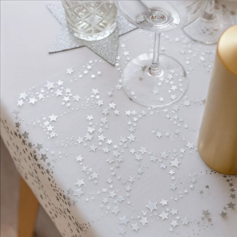 Weihnachtstischdeko Tischläufer Leinen Sterne Elegante Festlich