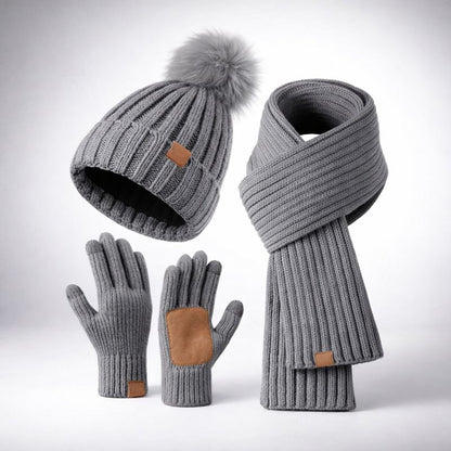 Winter Set Knit Hat Scarf Touchscreen Gloves Cold Days