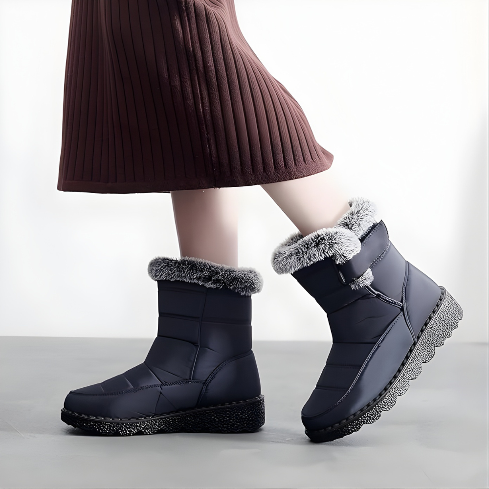 Warm snow boots for women - ankle winter fur lined