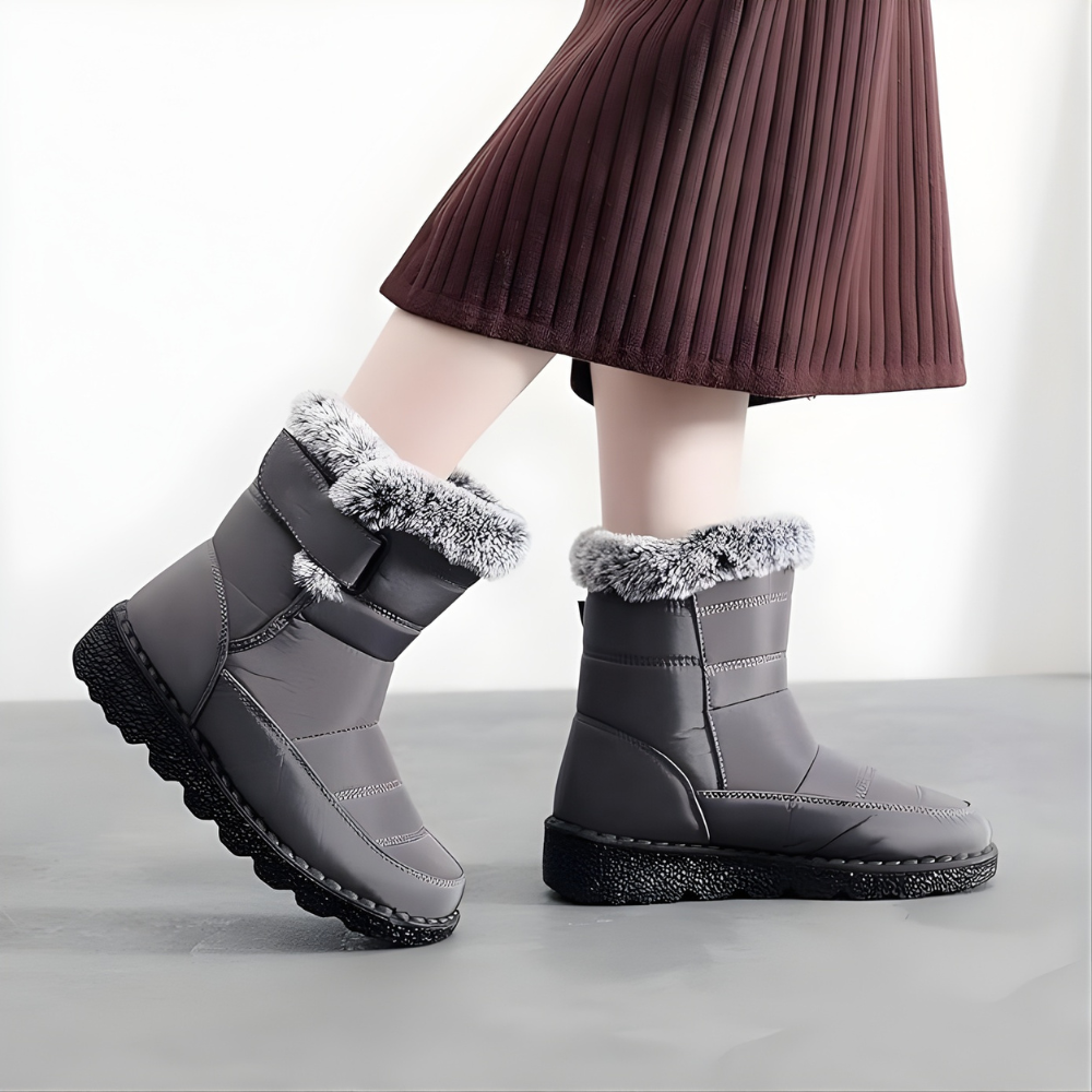 Warm snow boots for women - ankle winter fur lined