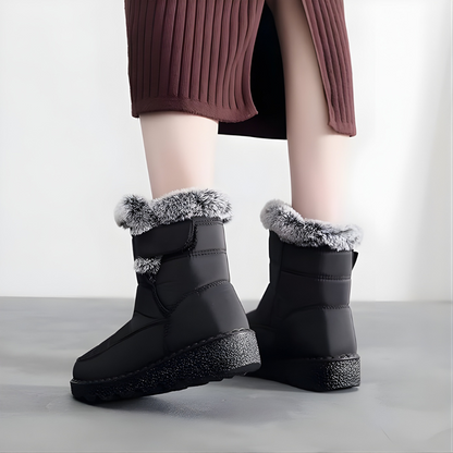 Warm snow boots for women - ankle winter fur lined