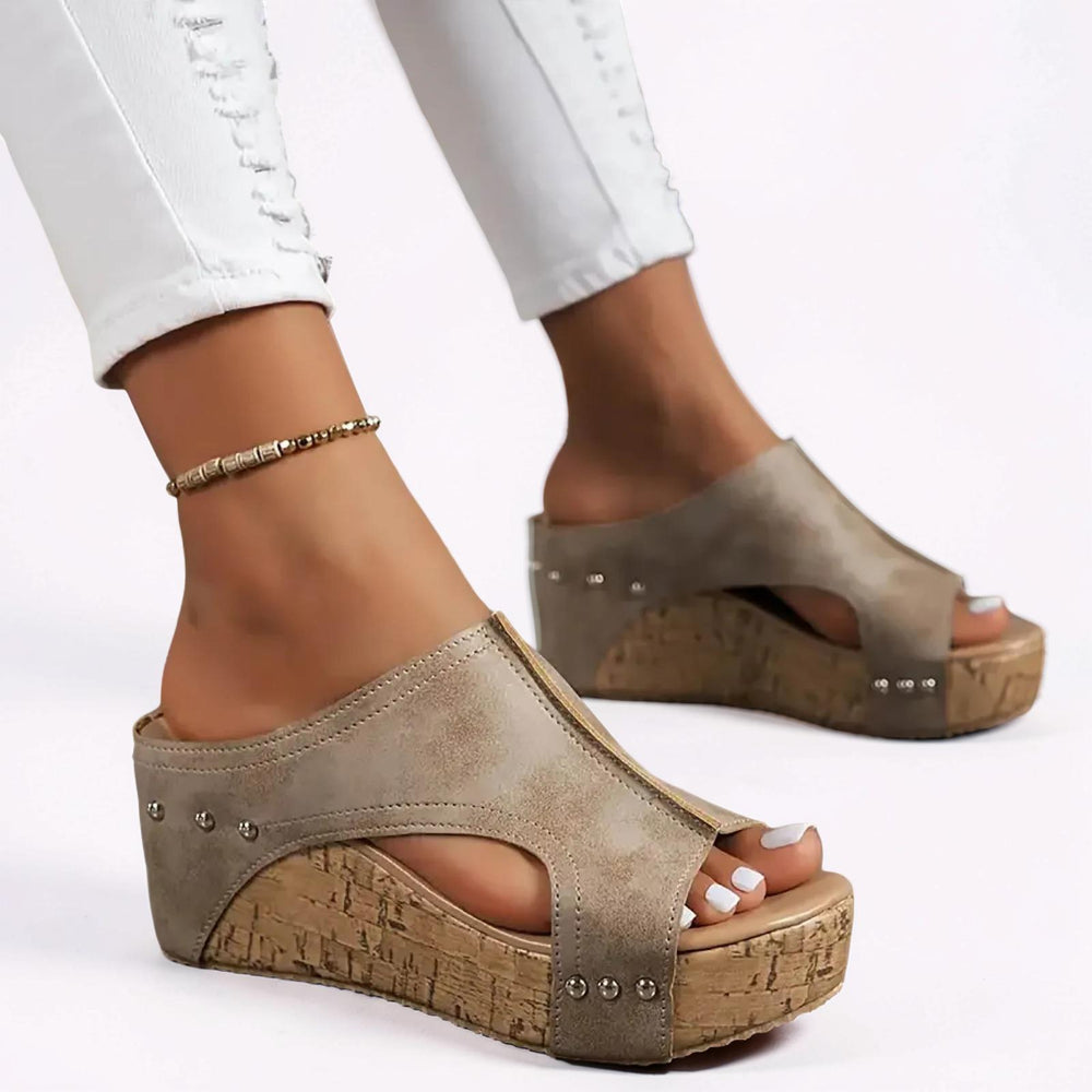 Sandalias de cuña para mujer, calzado casual con plataforma, zapatos de verano