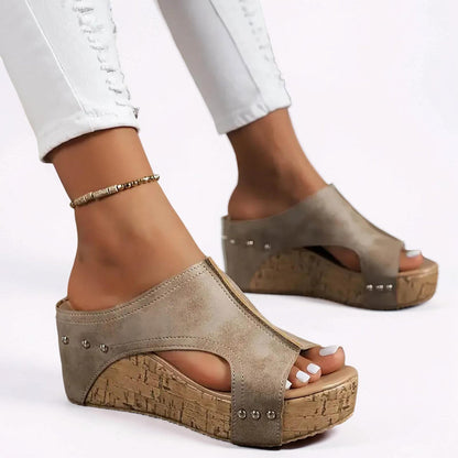 Sandalias de cuña para mujer, calzado casual con plataforma, zapatos de verano