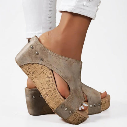 Sandalias de cuña para mujer, calzado casual con plataforma, zapatos de verano