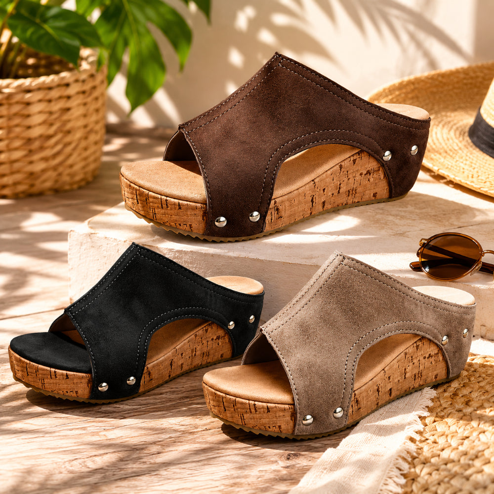 Sandalias de cuña para mujer, calzado casual con plataforma, zapatos de verano