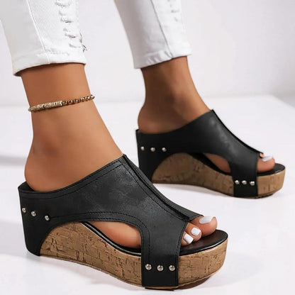 Sandalias de cuña para mujer, calzado casual con plataforma, zapatos de verano