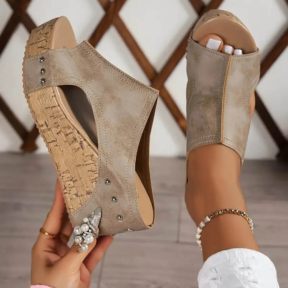 Sandalias de cuña para mujer, calzado casual con plataforma, zapatos de verano