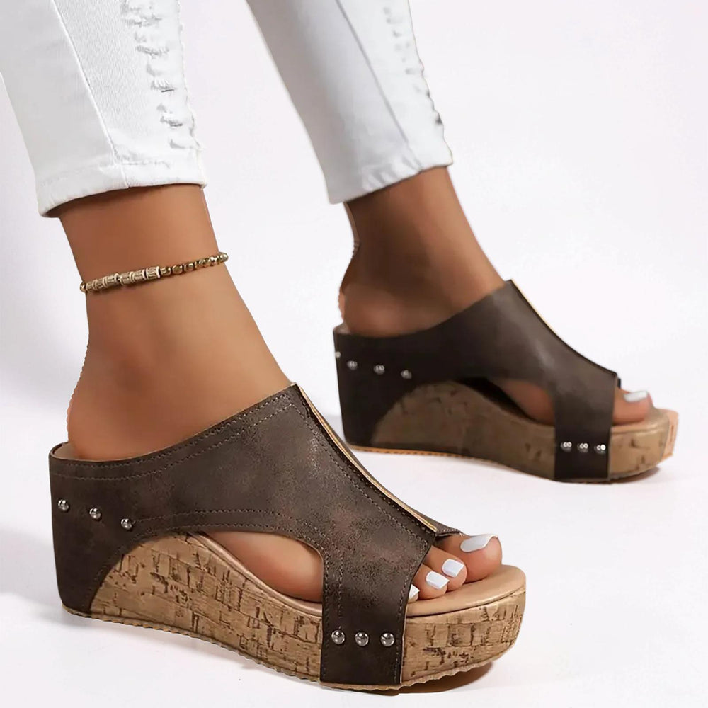 Sandalias de cuña para mujer, calzado casual con plataforma, zapatos de verano