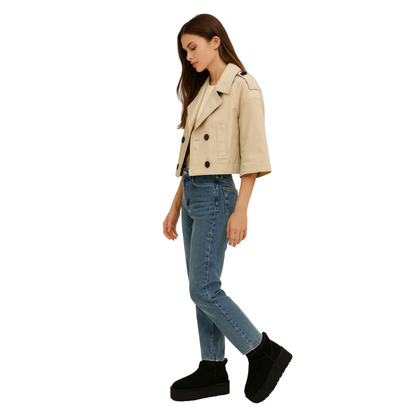 Women's Platform Mini Ankle Boots - Lined Winter Flat