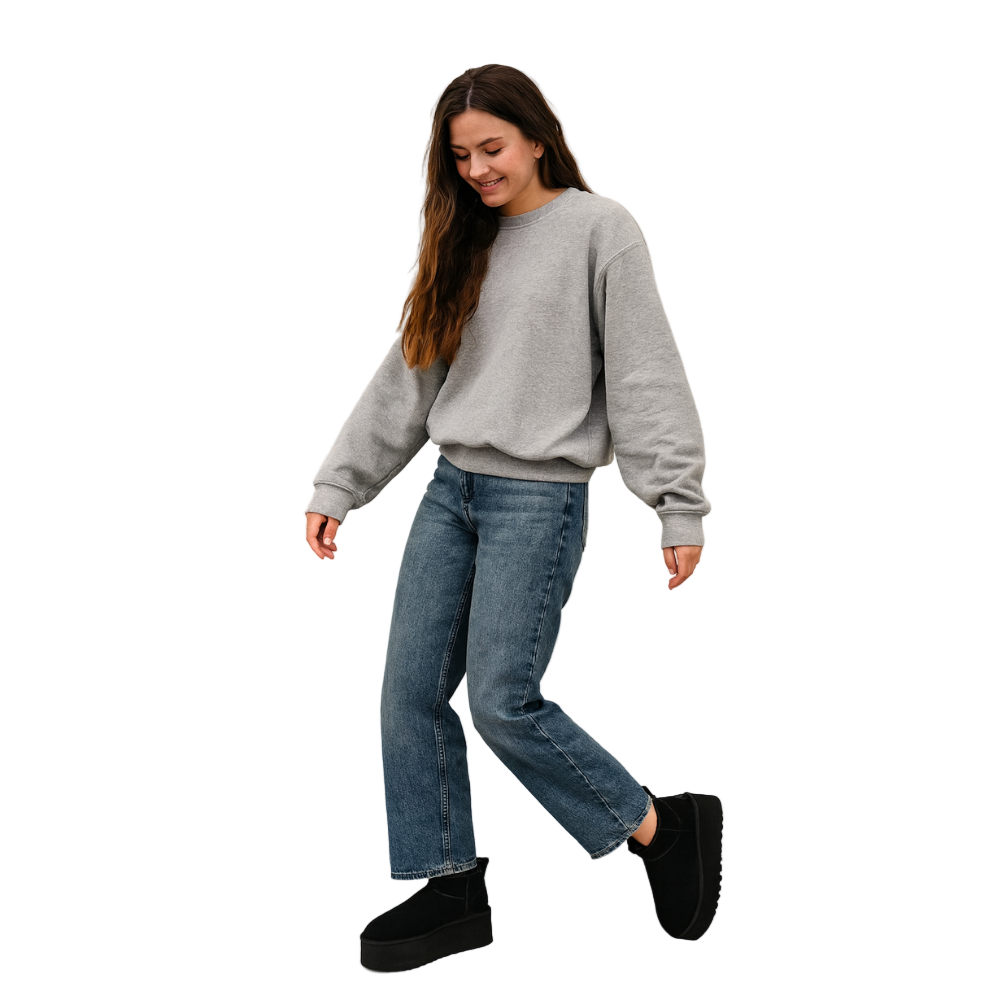 Damen Platform Mini Ankle Boots Schwarz - Gefüttert Winter