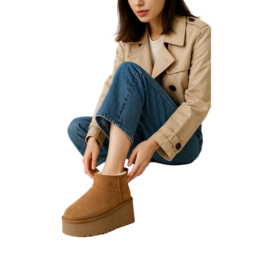 Women's Platform Mini Ankle Boots - Lined Winter Flat