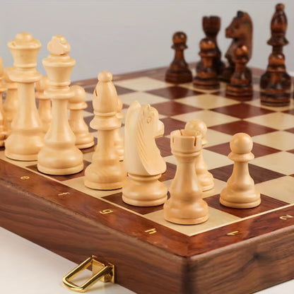 Juego de ajedrez de madera de nogal Figuras hechas a mano Plegable