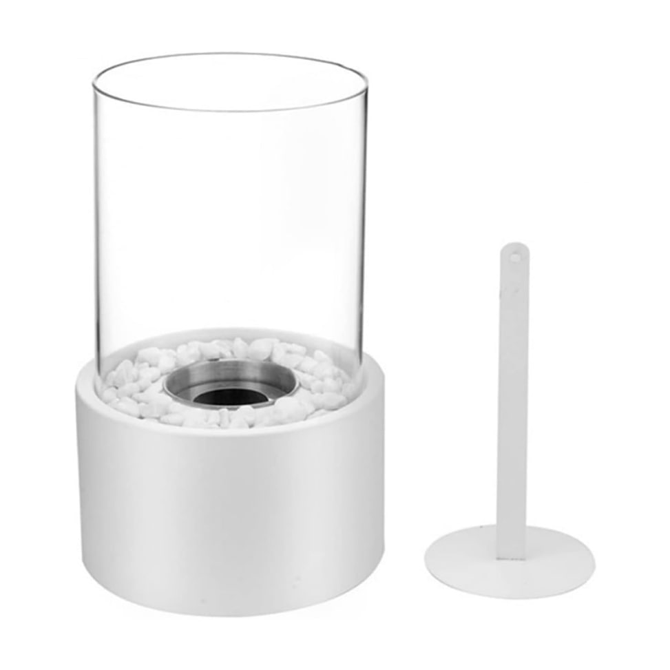 Tischfeuer Glas Metall Dekofeuer Lampe Modern