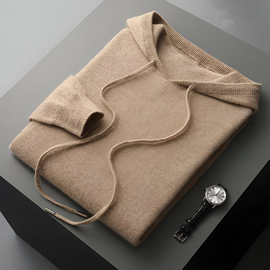 Herren Merino Wolle Strick Hoodie Pullover