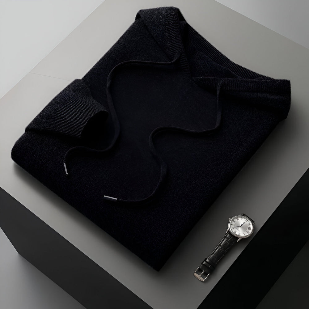Herren Merino Wolle Strick Hoodie Pullover