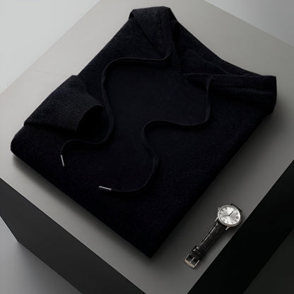 Herren Merino Wolle Strick Hoodie Pullover