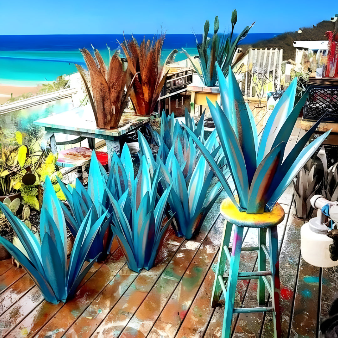 Metall Deko Agave Pflanze Garten Skulptur